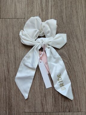 Victoria's Secret WHITE Satin BRIDE Scrunchie Bow